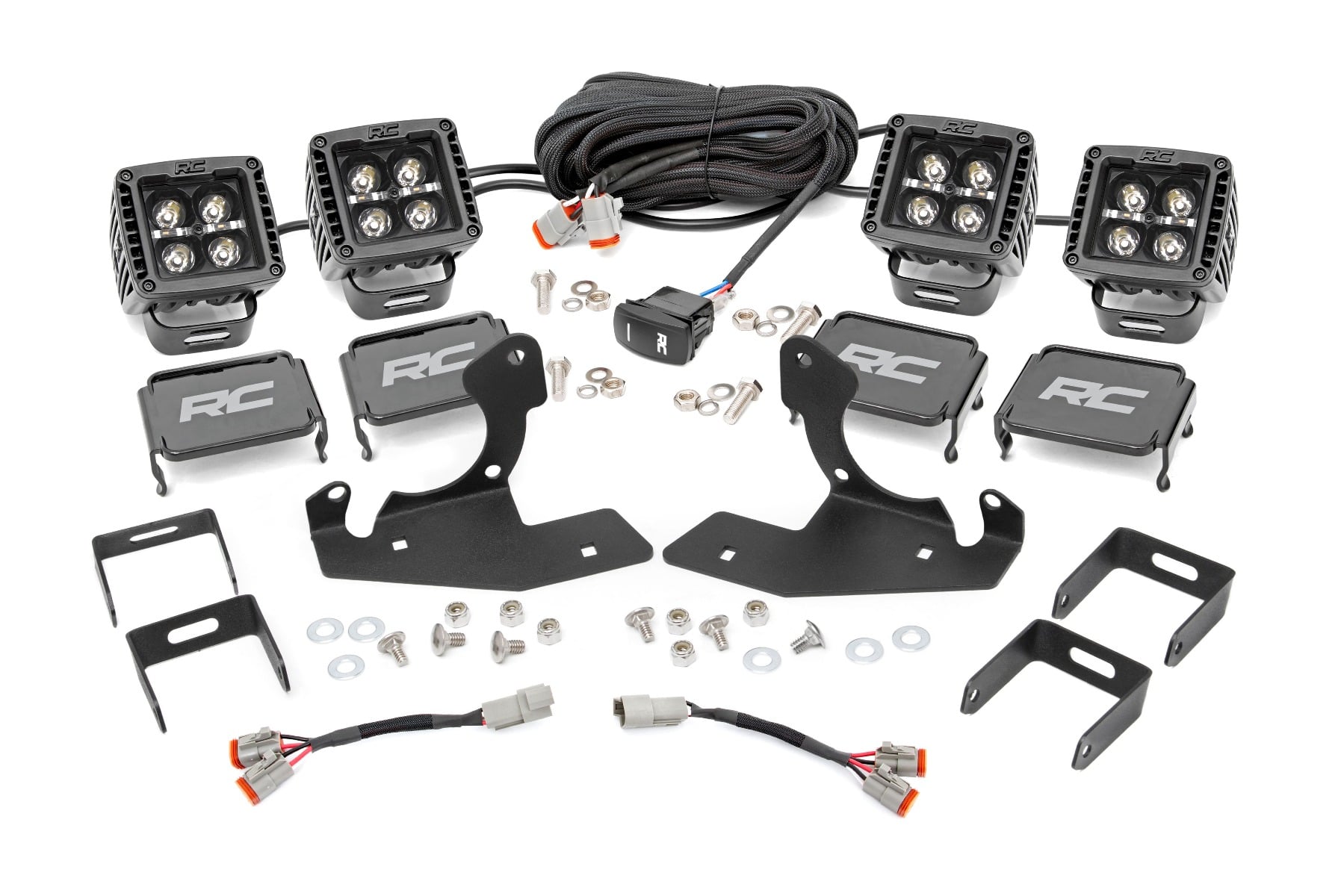 Rough Country LED Light Kit Fog 2β³ Black Pairs x2 White DRL Chevy Silverado 1500/2500HD/3500HD 2WD/4WD