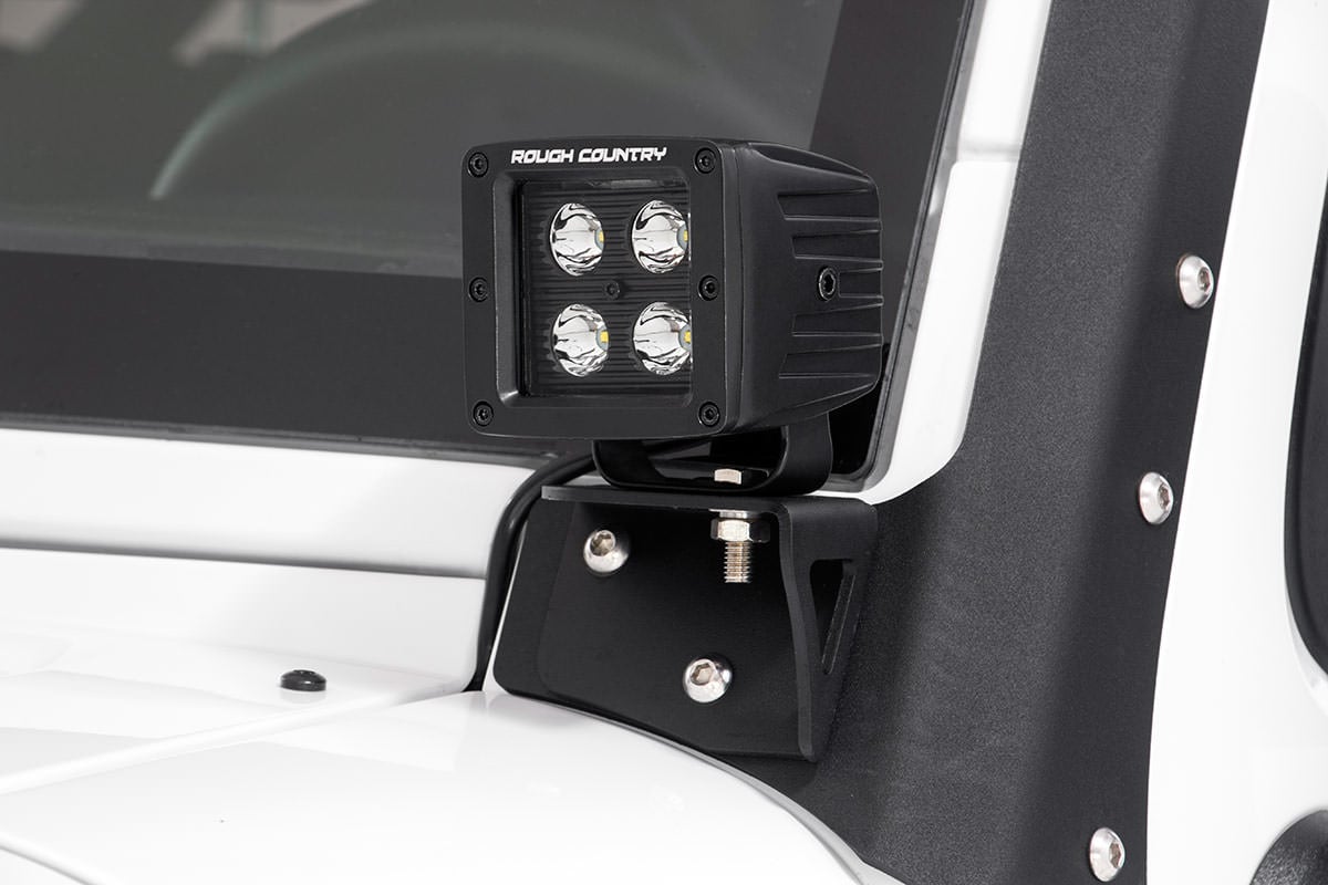 Rough Country LED Light Mount Lower Windshield Pod Jeep Wrangler JK/Wrangler Unlimited (07-18)