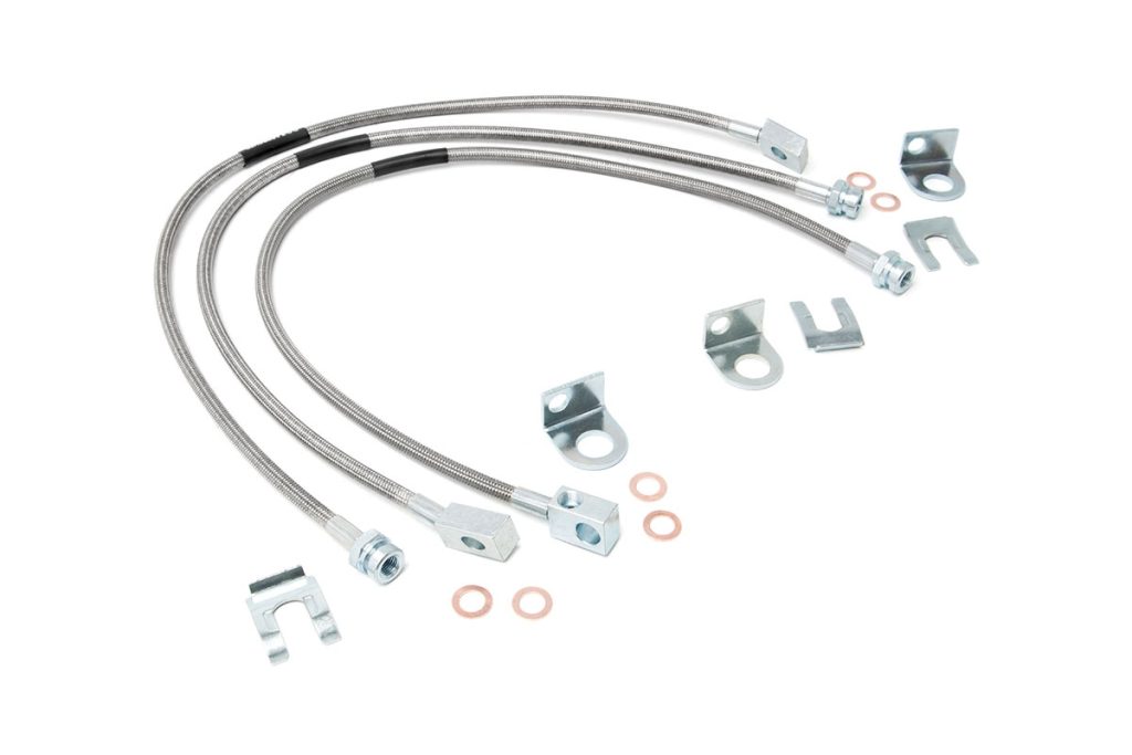 Rough Country Jeep Front & Rear Stainless Steel Brake Lines 4-6in Lifts (XJ/YJ/TJ)