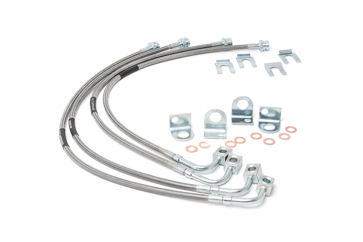Rough Country Brake Lines Stainless FR & RR 4-6 Inch Lift Jeep Wrangler JK/Wrangler Unlimited (07-18)