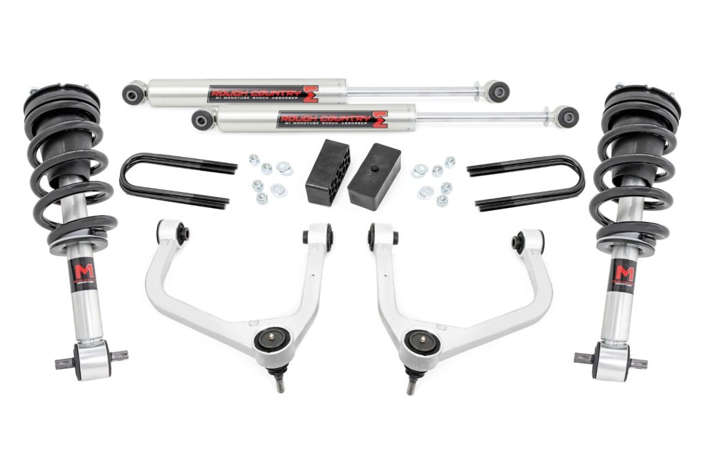 Rough Country 3.5 Inch Lift Kit Mono Leaf Rear M1 Struts/M1 GMC Sierra 1500 (25-26)