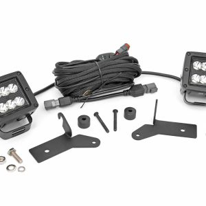 Rough Country LED Light Kit Hinge Mount 2″ Black Pair Jeep Gladiator JT/Wrangler JL (18-26)