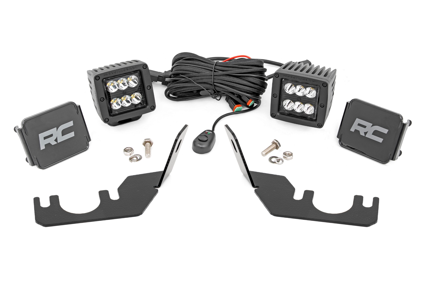 Rough Country LED Light Rear Mount 2β³ Black Pair Spot Kawasaki Teryx 4 1000/Teryx 800