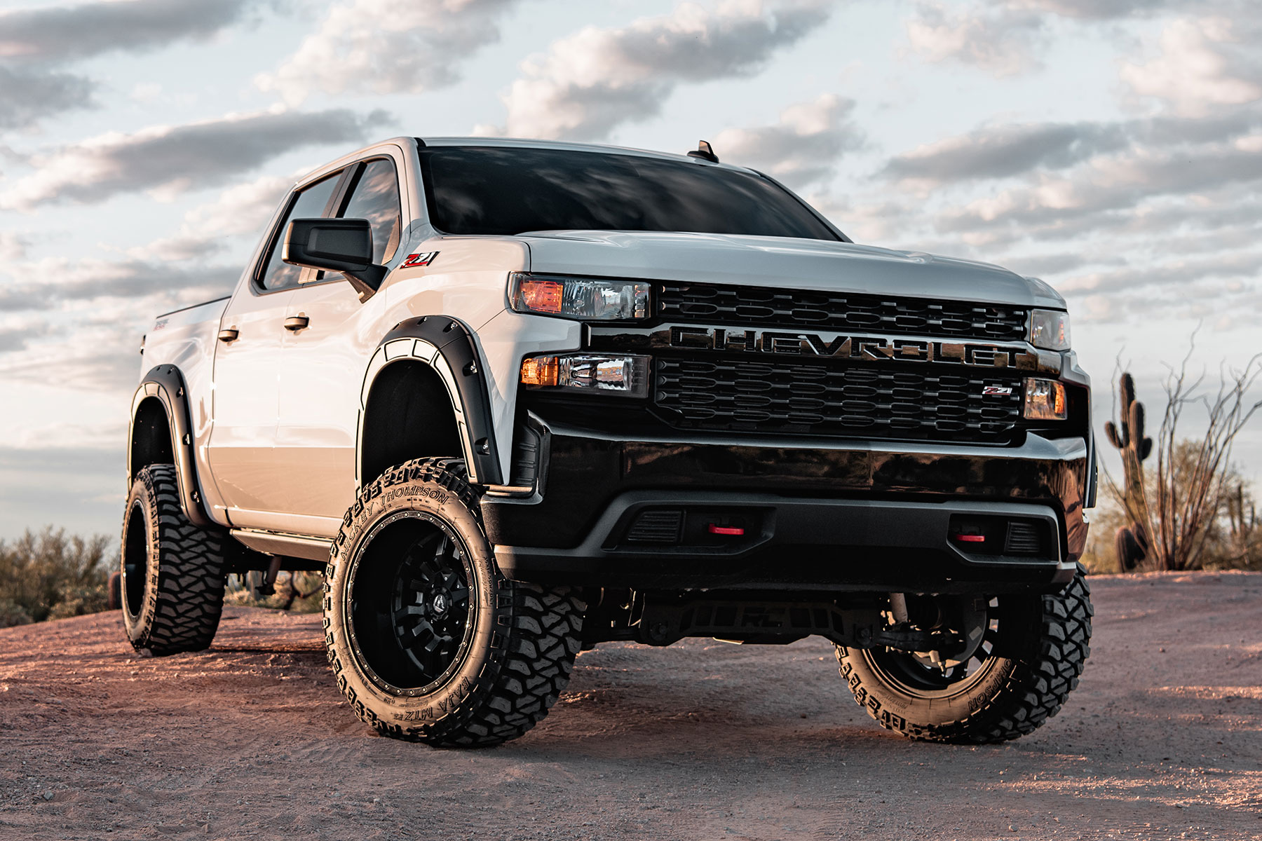 Rough Country Defender Fender Flares G42 White Sands Chevy Silverado 1500 (19-26)