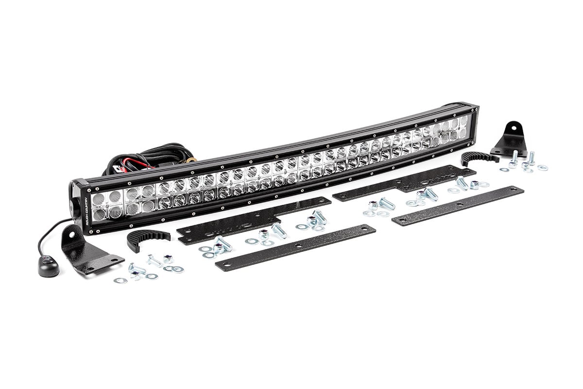 Rough Country LED Light Kit Behind Grille Mount 30β³ Black Dual Row White DRL Chevy Silverado 1500 (14-15)