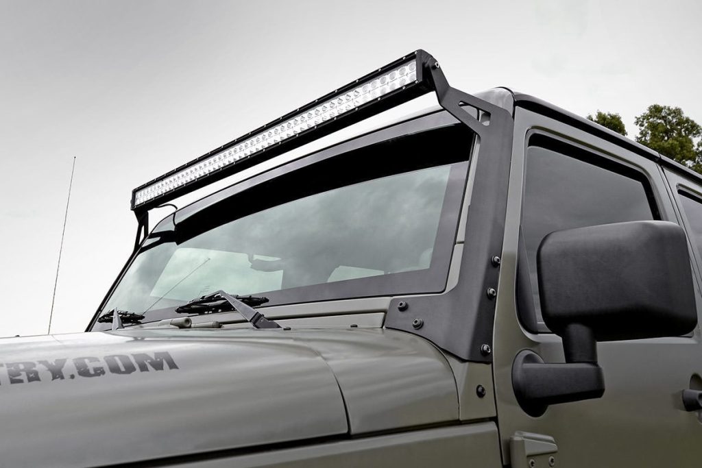 Rough Country LED Light Mounts Upper Windshield 50″ Jeep Wrangler JK/Wrangler Unlimited (07-18)
