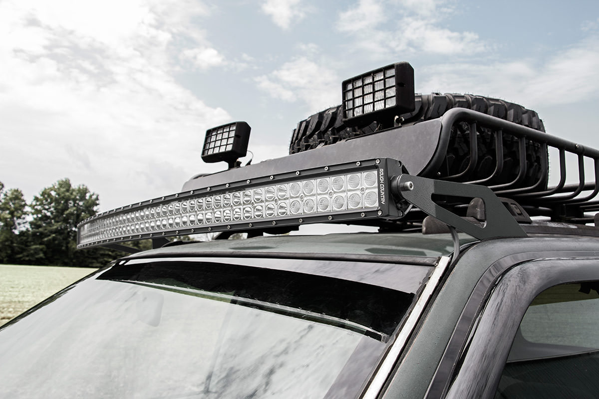 Rough Country LED Light Mount Upper Windshield 50β³ Curved Jeep Grand Cherokee ZJ (93-98)