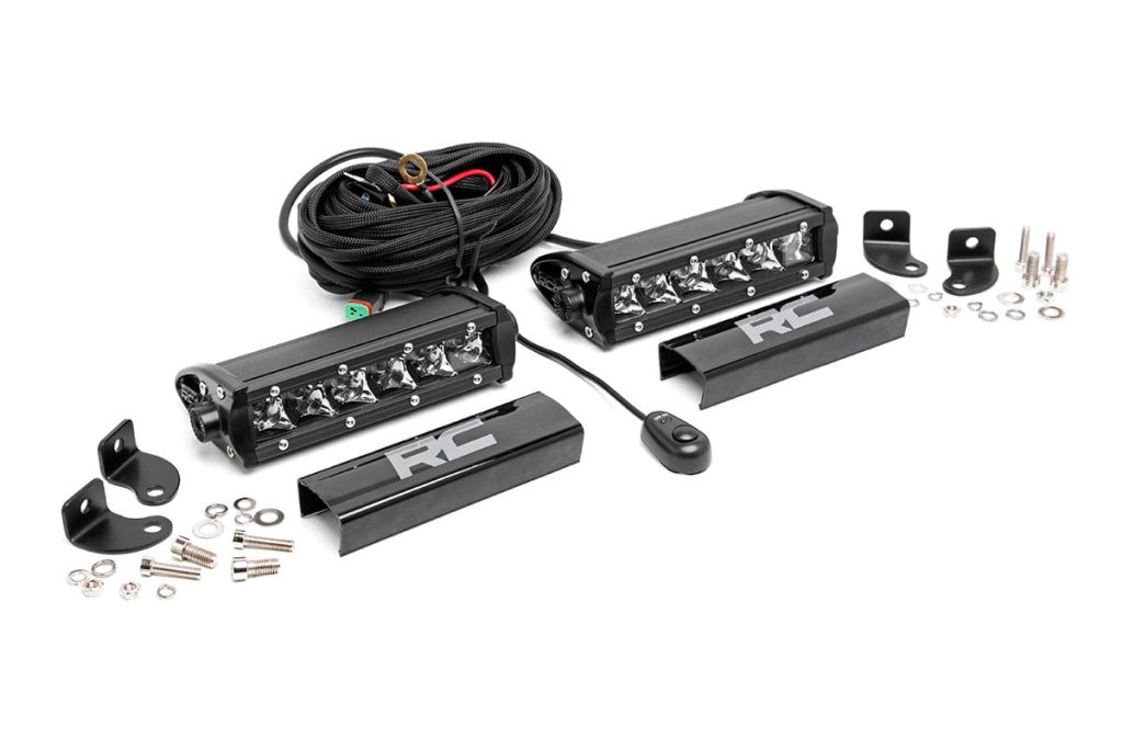 Rough Country 6 Inch Chrome Series LED Light Bar Single Row Pair