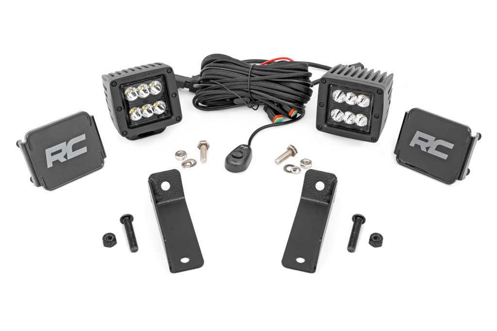 Rough Country LED Light Kit Rear Mount 2″ Black Pair Spot Can-Am Maverick Sport 1000R
