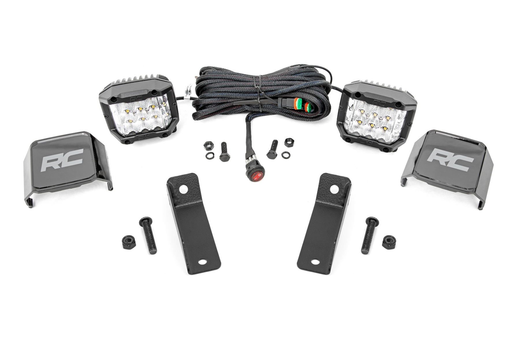 Rough Country LED Light Kit Rear Mount 2β³ Chrome Pair Wide Angle Can-Am Maverick Sport 1000R