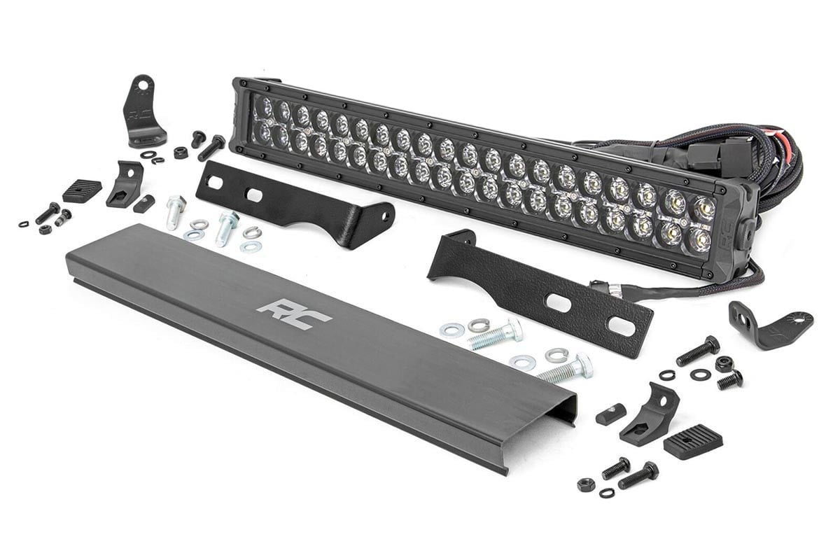 Rough Country LED Light Kit Bumper Mount 20β³ Black Dual Row Amber DRL Jeep Grand Cherokee WK2 (11-20)
