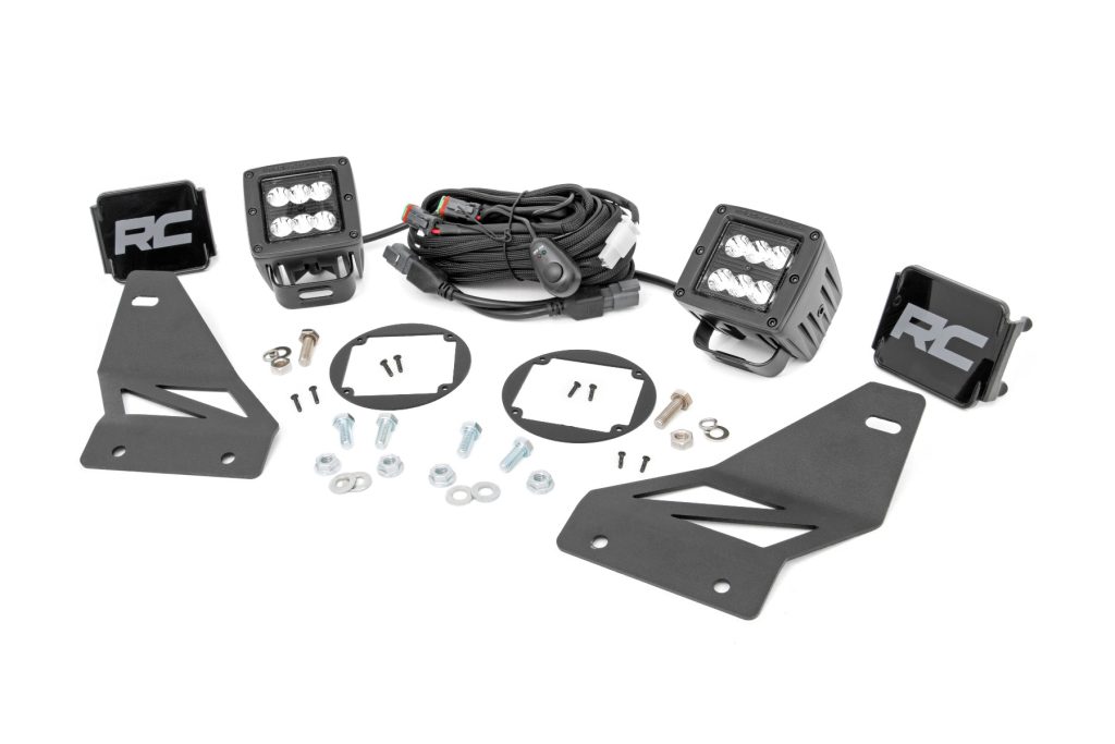 Rough Country LED Light Kit Fog Mount 2″ Black Pair Spot Nissan Frontier (05-20)