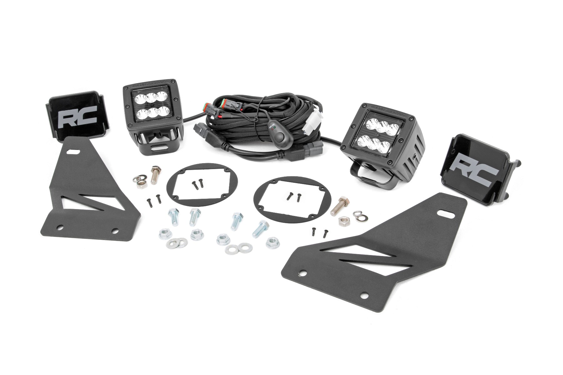 Rough Country LED Light Kit Fog Mount 2β³ Black Pair Spot Nissan Frontier (05-20)