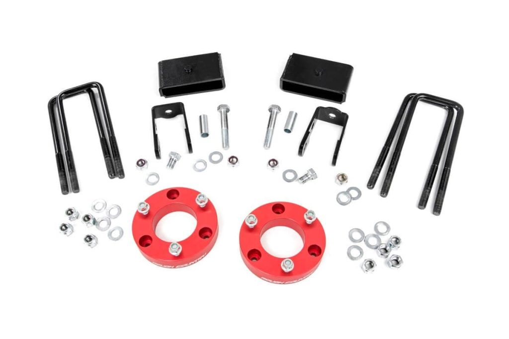 Rough Country 2 Inch Lift Kit Red Spacers Nissan Titan XD 2WD/4WD (2016-2024)