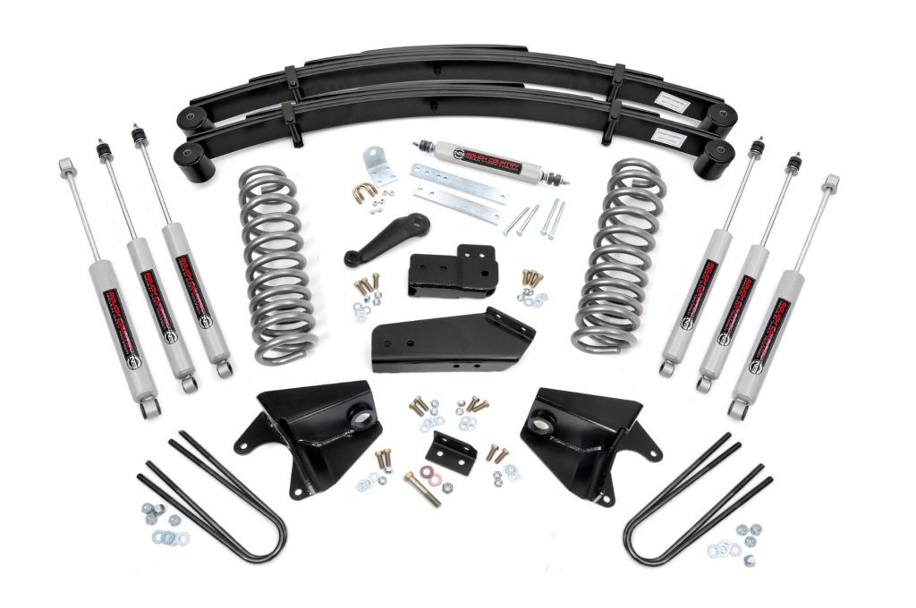 Rough Country 4 Inch Lift Kit Quad Front Shocks Rear Springs Ford F-150 4WD (80-96)