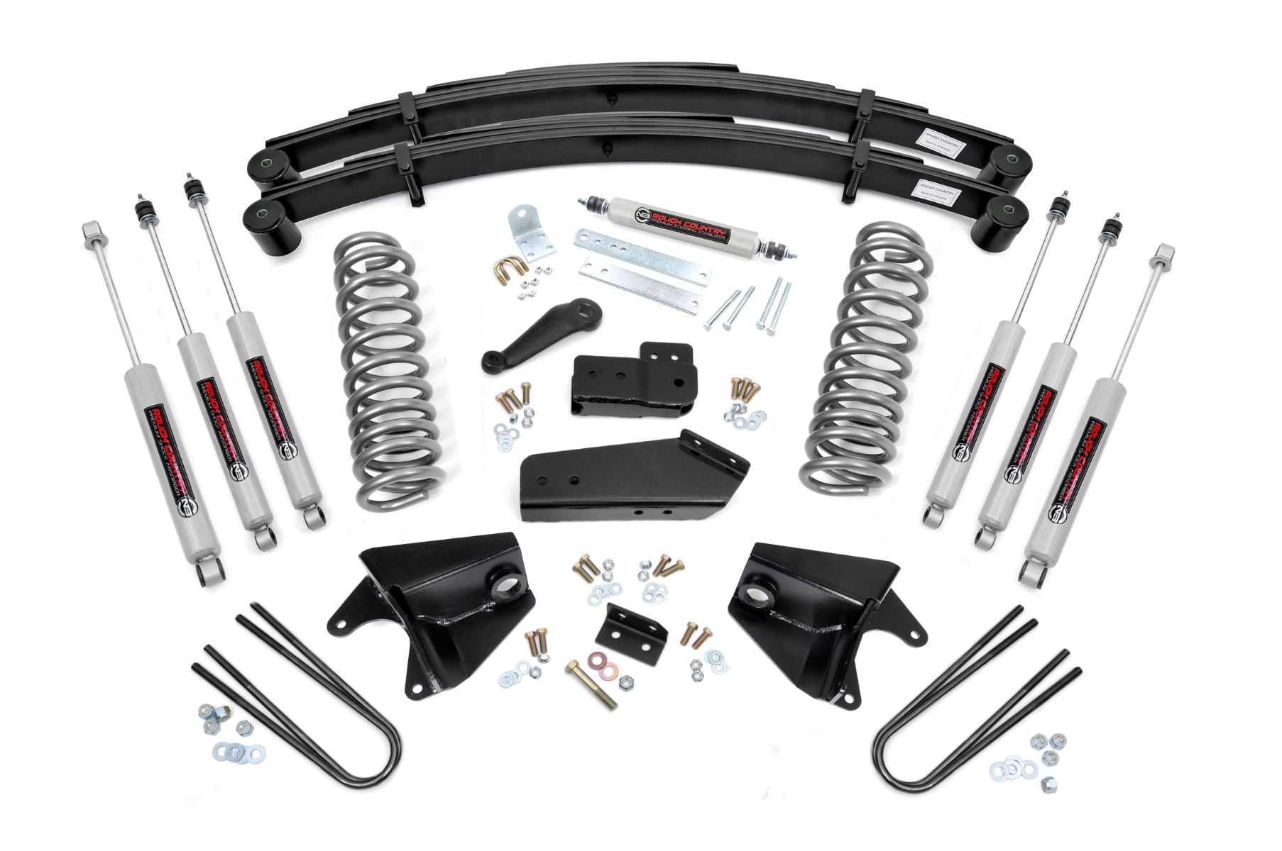 Rough Country 4 Inch Lift Kit Quad Front Shocks Rear Springs Ford F-150 4WD (80-96)