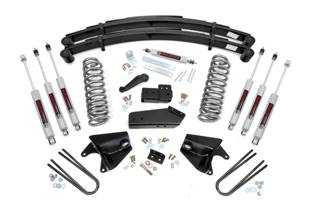 Rough Country 4 Inch Lift Kit Quad Front Shocks Rear Springs Ford Bronco 4WD (80-96)