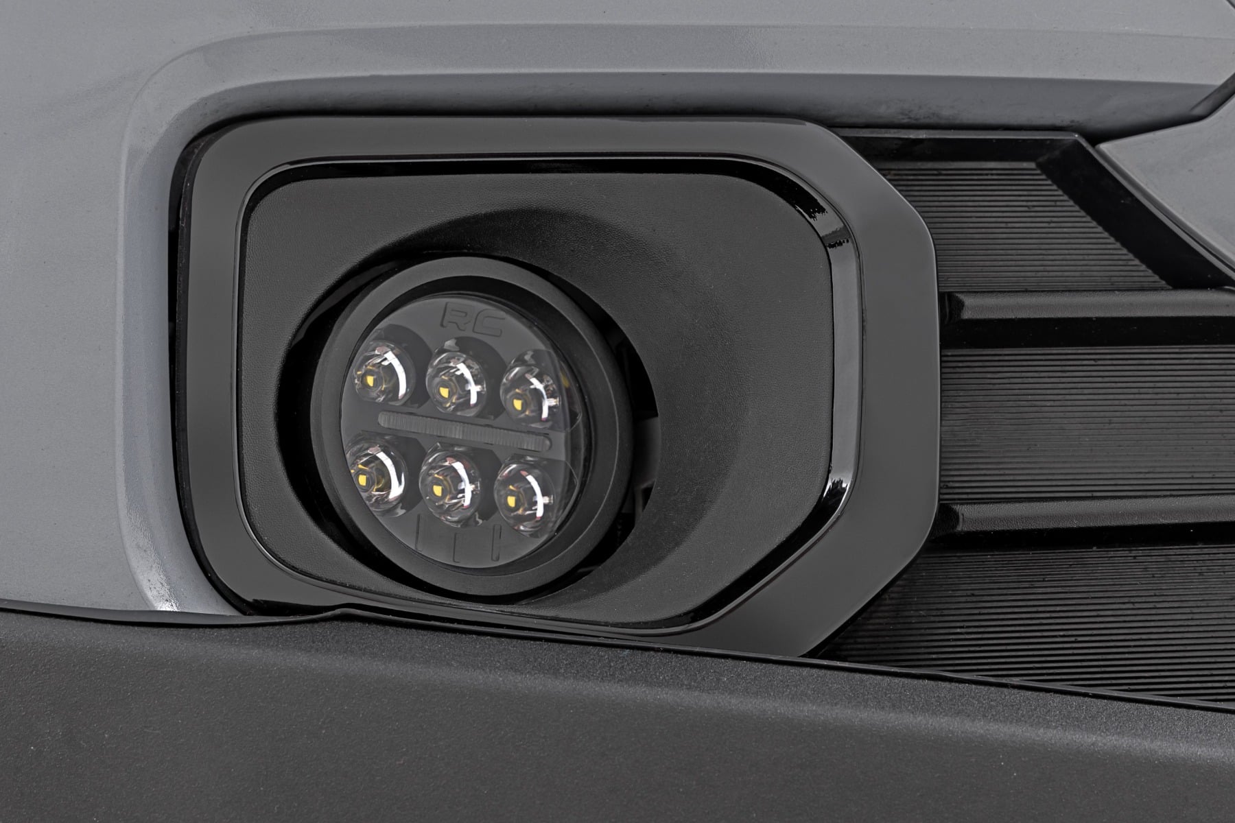 Rough Country LED Fog Light Kit 3.5 Inch Round Black Series Amber DRL Toyota Tacoma (16-23)