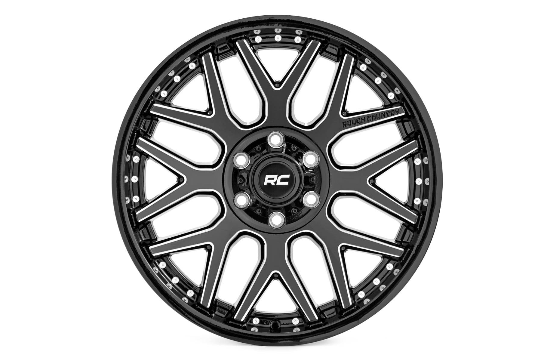 Rough Country 95 Series Wheel One-Piece Gloss Black Machined 20x10 8x180 -19mm