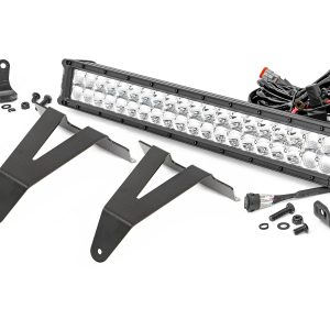 Rough Country LED Light Kit Bumper Mount 20″ Chrome Dual Row Amber DRL Ram 1500 (19-24)