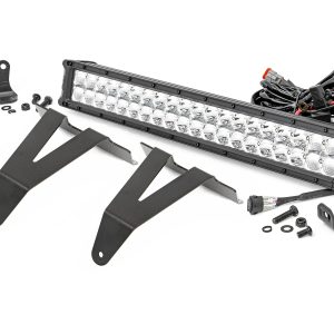 Rough Country LED Light Kit Bumper Mount 20″ Chrome Dual Row White DRL Ram 1500 (19-24)