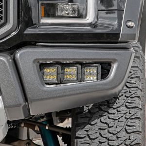 Rough Country LED Light Kit Fog Mount Triple 2″ Black Pair Ford Raptor 4WD (17-20)