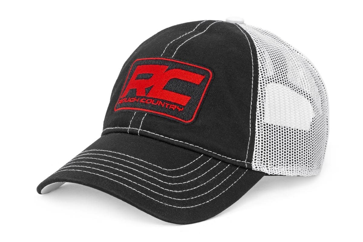 Rough Country Hat White Mesh Rough Country Patch Black/Red