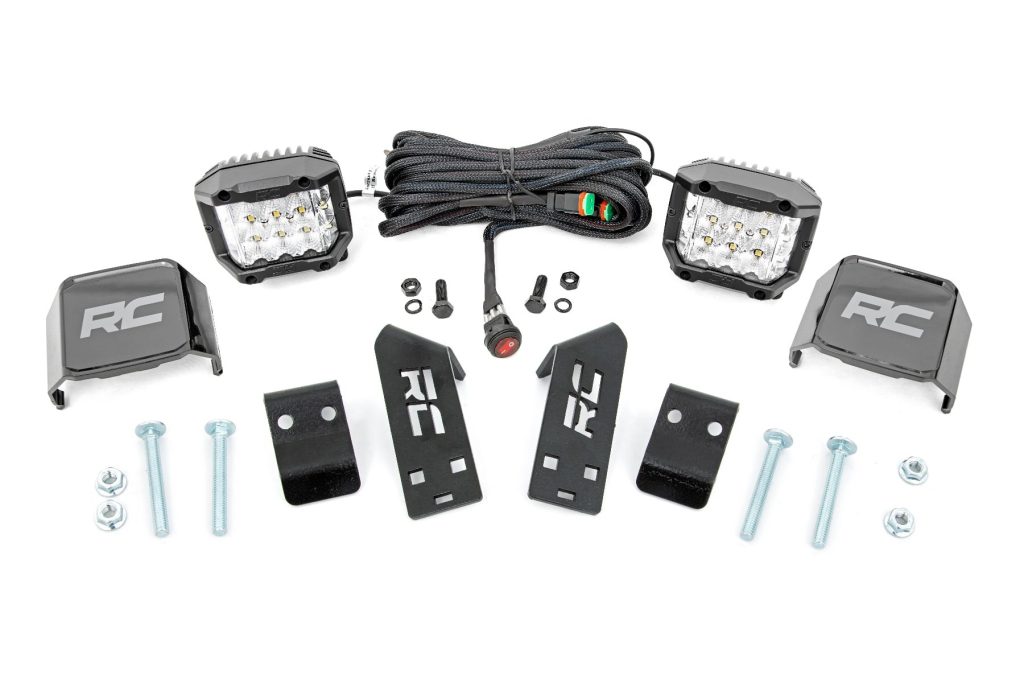Rough Country LED Light Kit “A” Pillar Mount 2″ Chrome Pair Wide Angle Polaris RZR PRO XP