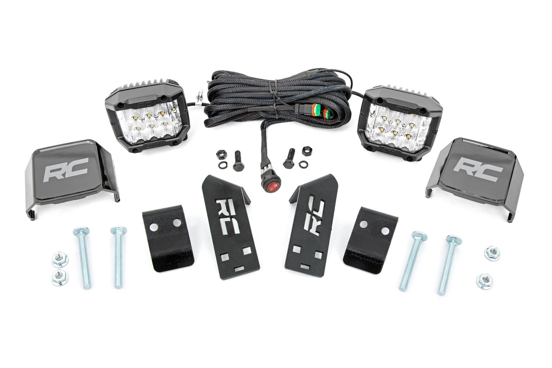 Rough Country LED Light Kit “A” Pillar Mount 2″ Chrome Pair Wide Angle Polaris RZR PRO XP