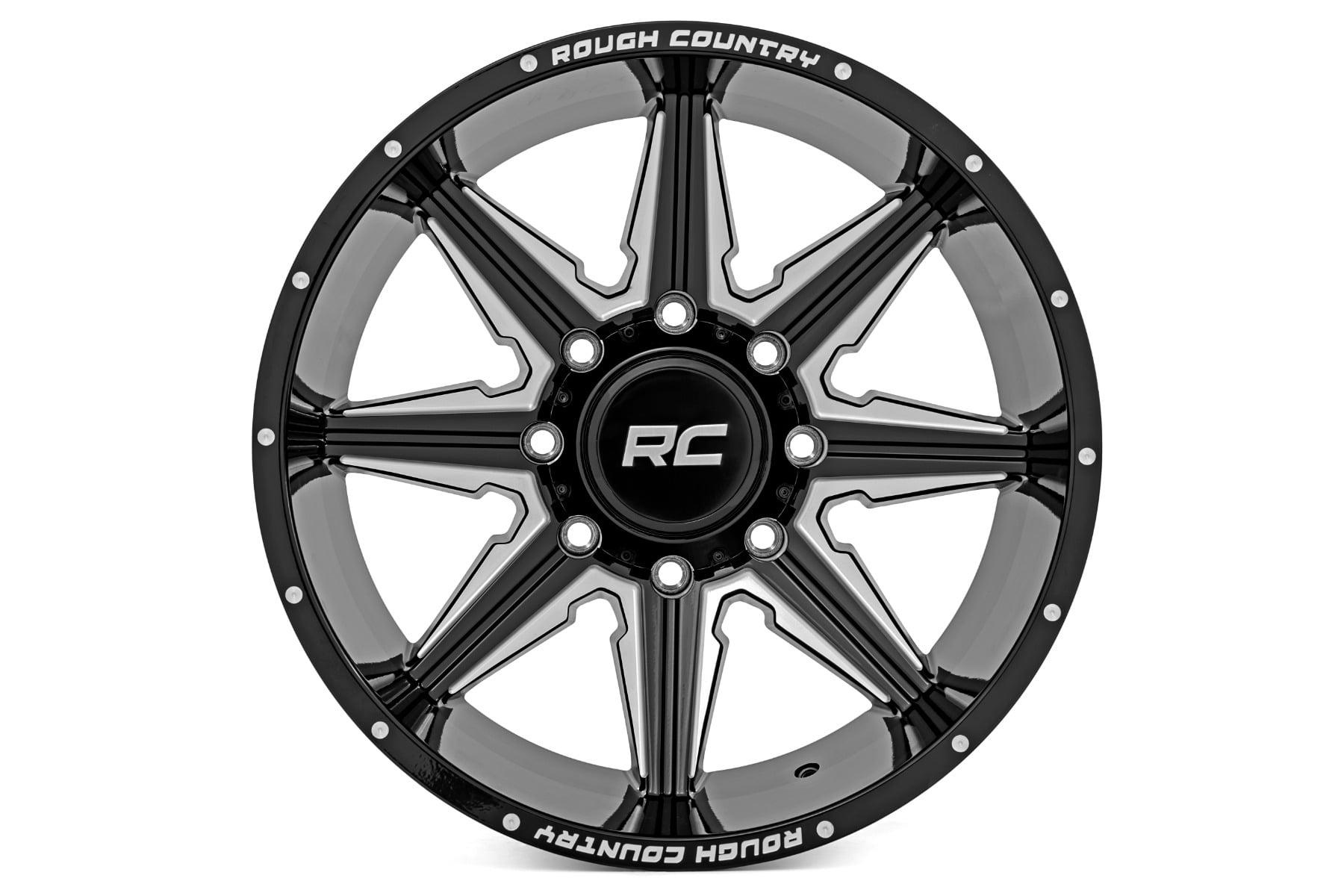 Rough Country 91M Series Wheel One-Piece Gloss Black 20x12 8x170 -44mm