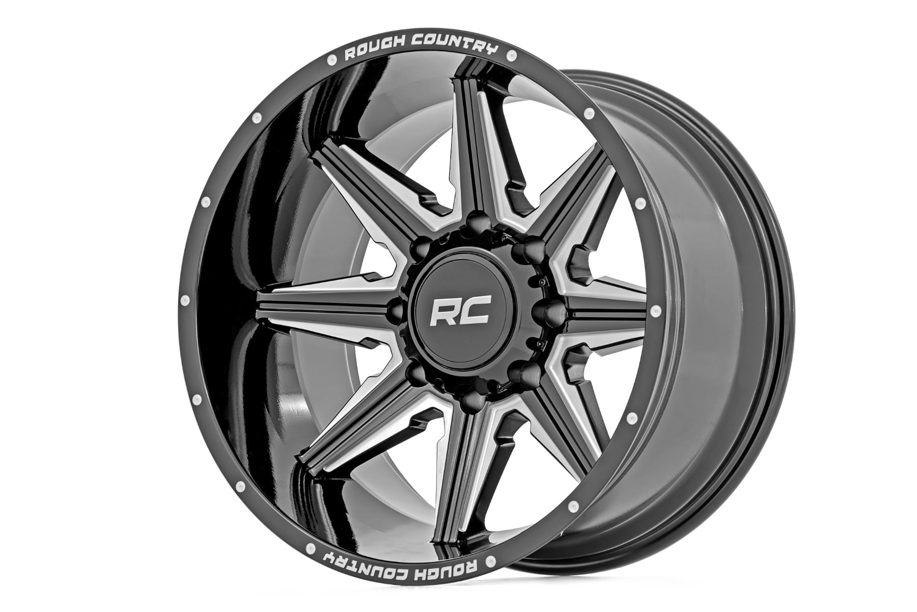 Rough Country 91M Series Wheel One-Piece Gloss Black 20x12 8x170 -44mm