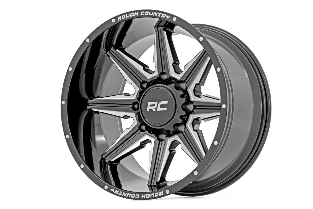 Rough Country 91M Series Wheel One-Piece Gloss Black 20x12 6x5.5 -44mm