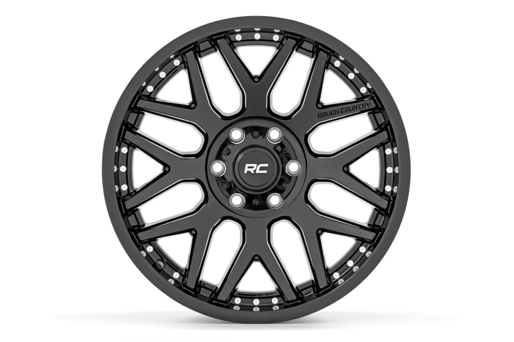 Rough Country 95 Series Wheel One-Piece Gloss Black 22x10 6x135 -19mm