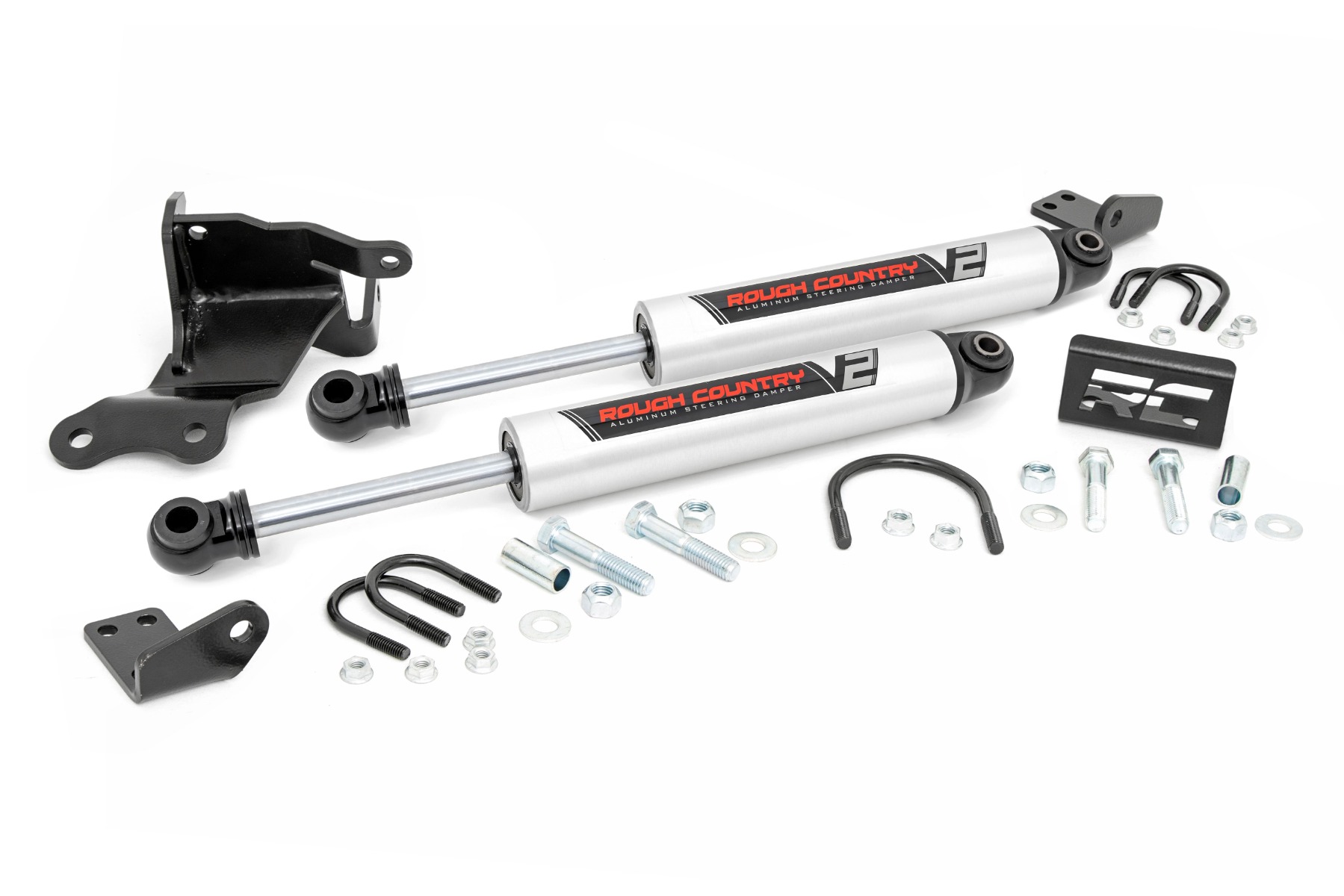 Rough Country V2 Steering Stabilizer Dual 2.5-8 Inch Lift Jeep Gladiator JT/Wrangler JL (18-26)