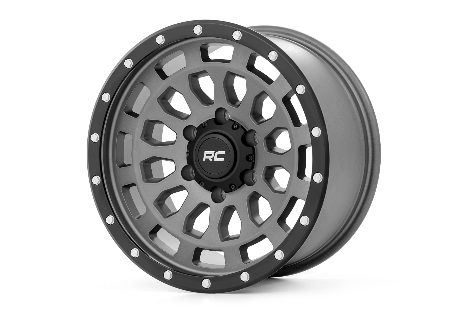 Rough Country 87 Series Wheel Simulated Beadlock Gray/Black 17x8.5 6x5.5 +0mm