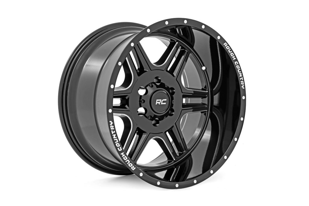 Rough Country 92 Series Wheel Machined One-Piece Gloss Black 20x12 8x6.5 -44mm