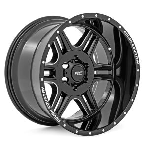 Rough Country 92 Series Wheel Machined One-Piece Gloss Black 20x12 8x6.5 -44mm