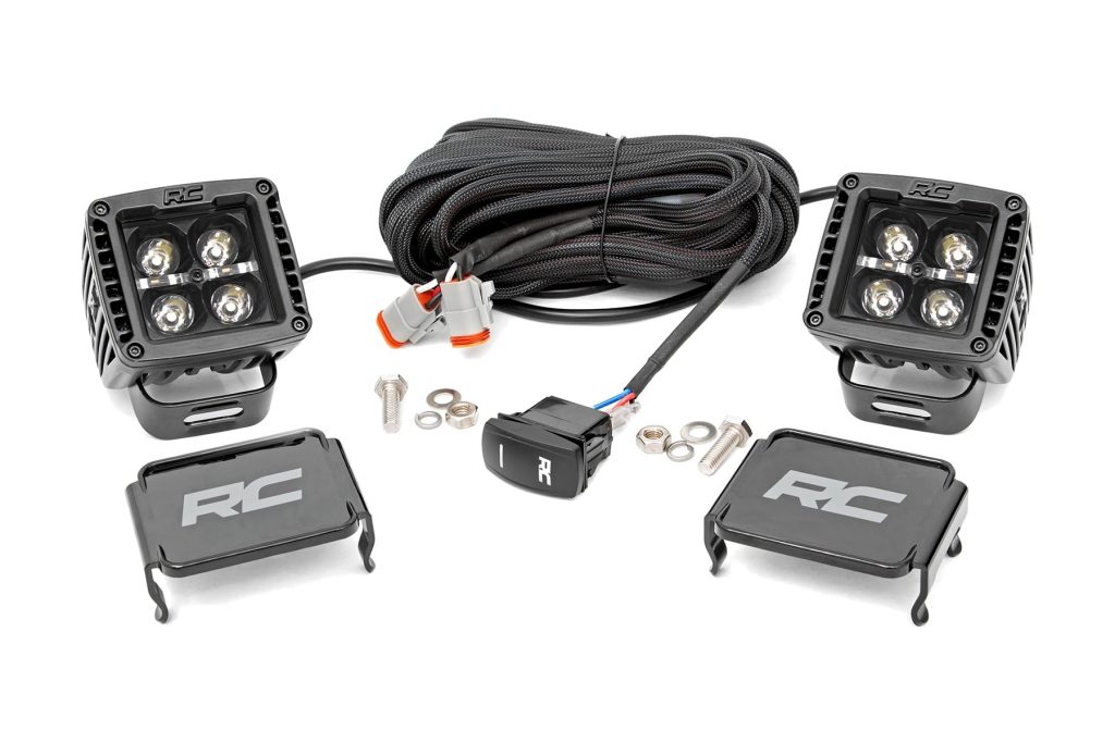 Rough Country 2 Inch Black Series LED Light Pods Spot Square Cool White DRL