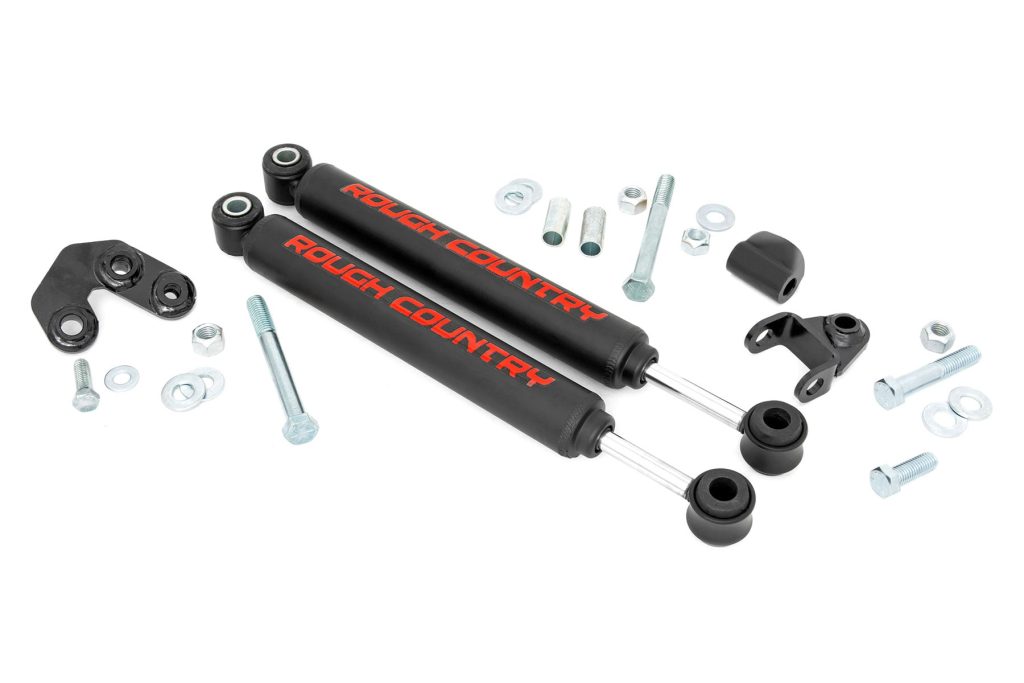 Rough Country Dual Steering Stabilizer 2.5-6.5 Inch Lift Jeep Comanche MJ/Wrangler TJ/Wrangler Unlimited