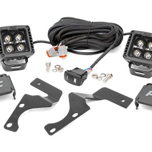 Rough Country LED Light Kit Ditch Mount 2β³ Black Pair White DRL Toyota 4Runner (10-24)