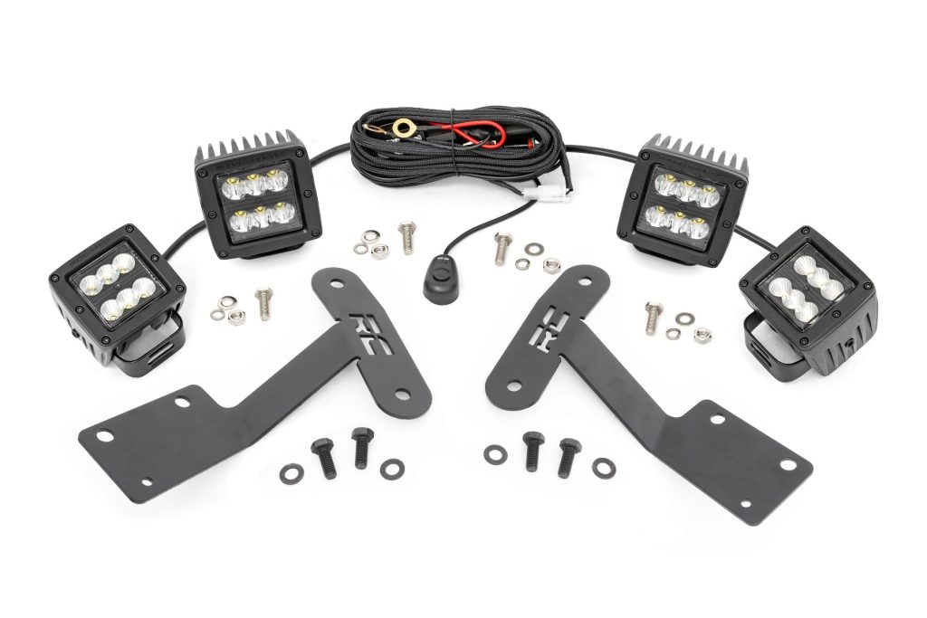 Rough Country LED Light Kit Ditch Mount Dual 2β³ Black Pairs Spot/Flood Toyota Tundra (14-21)