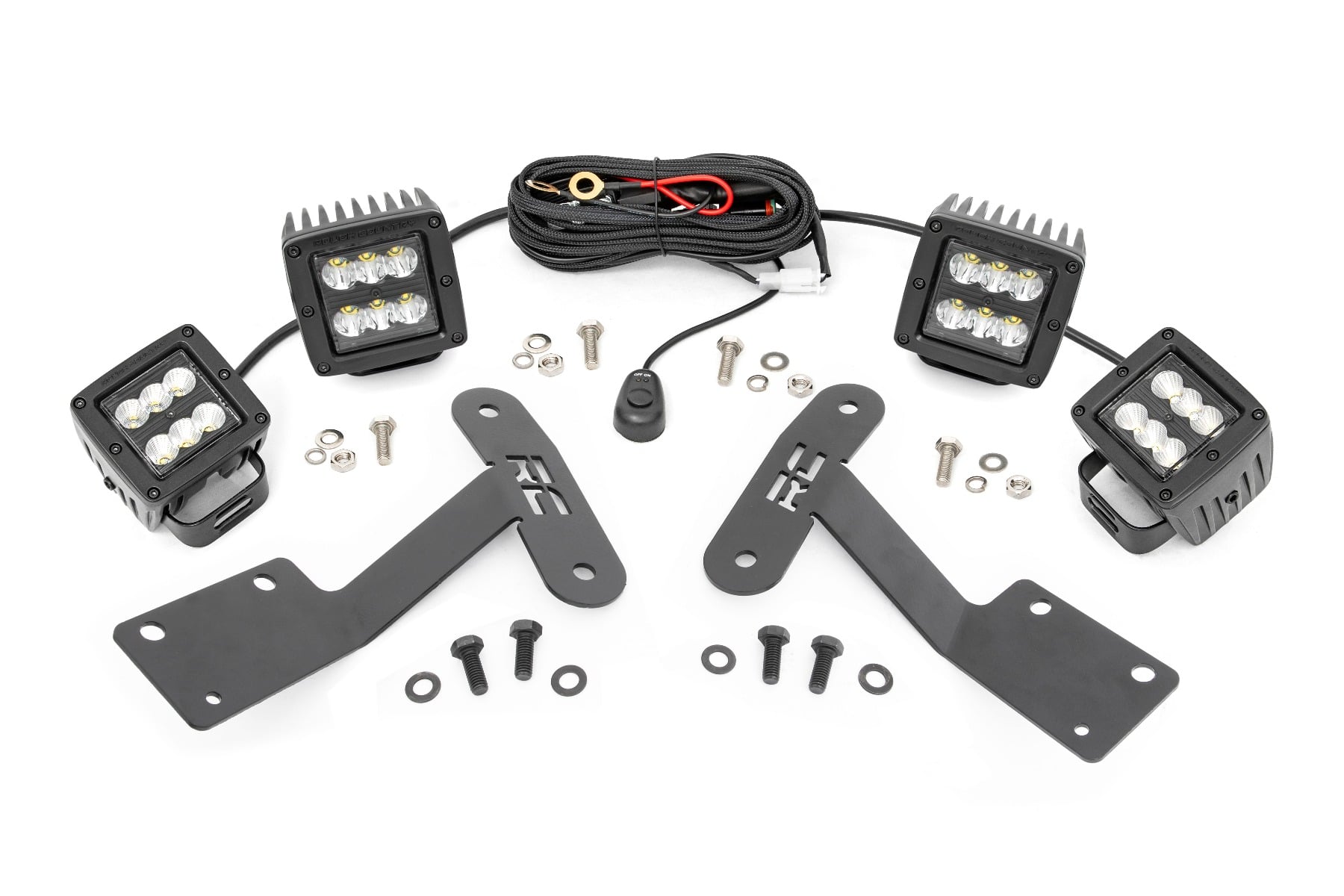 Rough Country LED Light Kit Ditch Mount Dual 2β³ Black Pairs Spot/Flood Toyota Tundra (14-21)