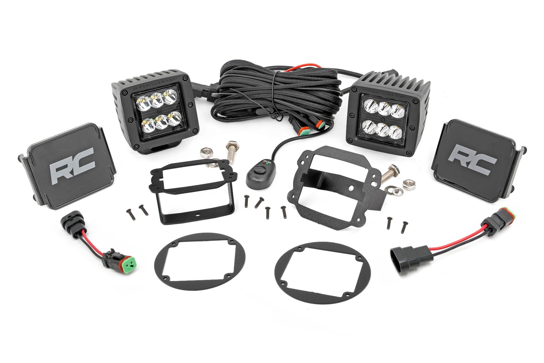 Rough Country LED Light Kit Fog Mount 2β³ Black Pair Jeep Wrangler JK/Wrangler Unlimited (10-18)