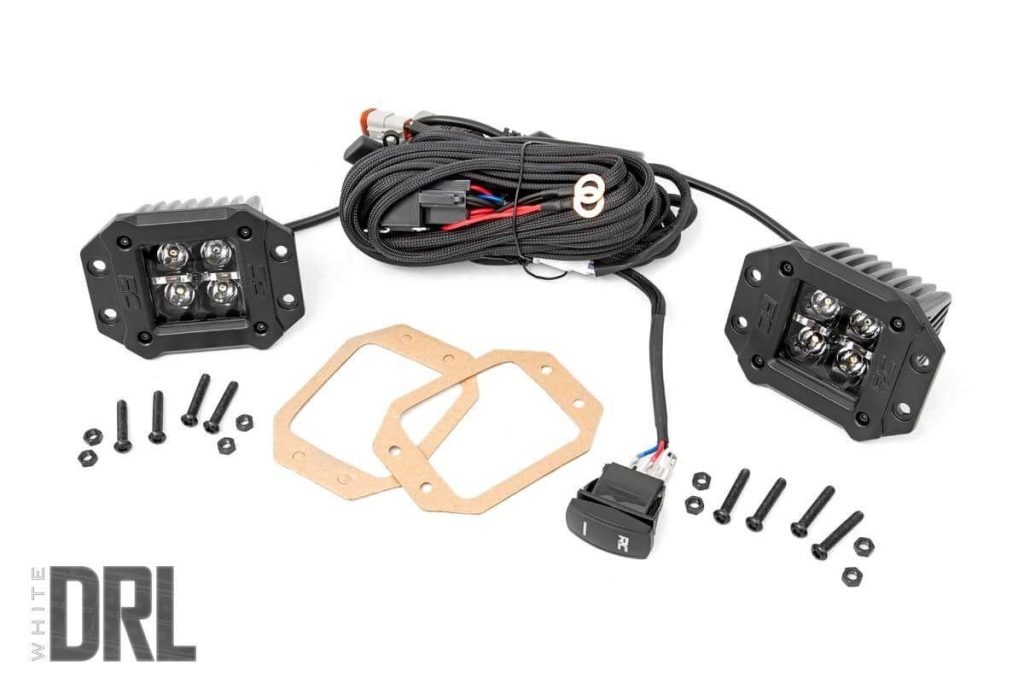 Rough Country 2 Inch Black Series LED Light Pods Flush Mount Cool White DRL