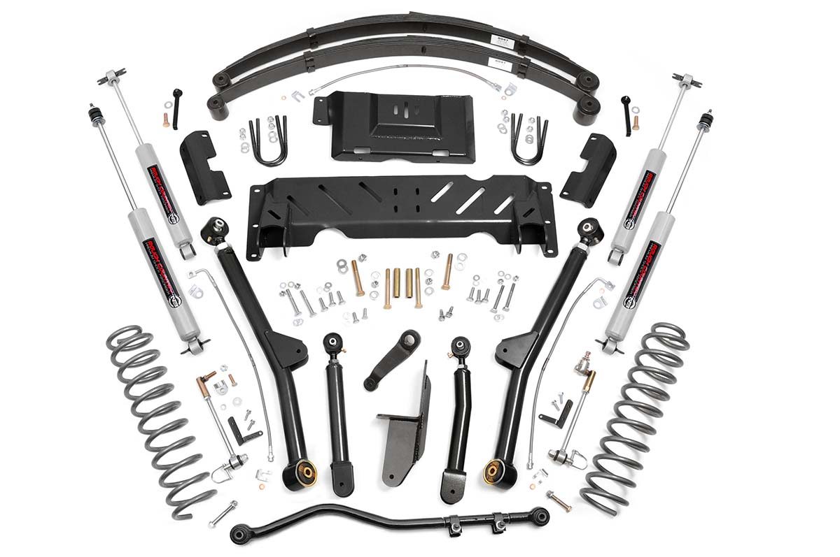 Rough Country 4.5 Inch Lift Kit Long Arm RR Leafs Jeep Cherokee XJ 4WD (1984-2001)