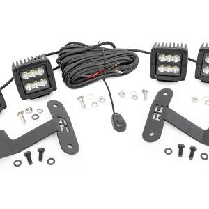 Rough Country LED Light Kit Ditch Mount Dual 2β³ Black Pairs Spot Toyota Tundra (14-21)