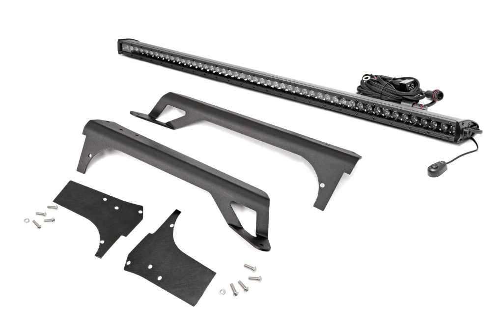 Rough Country LED Light Windshield Mnt 50β³ Black Single Row White DRL Jeep Wrangler TJ (97-06)